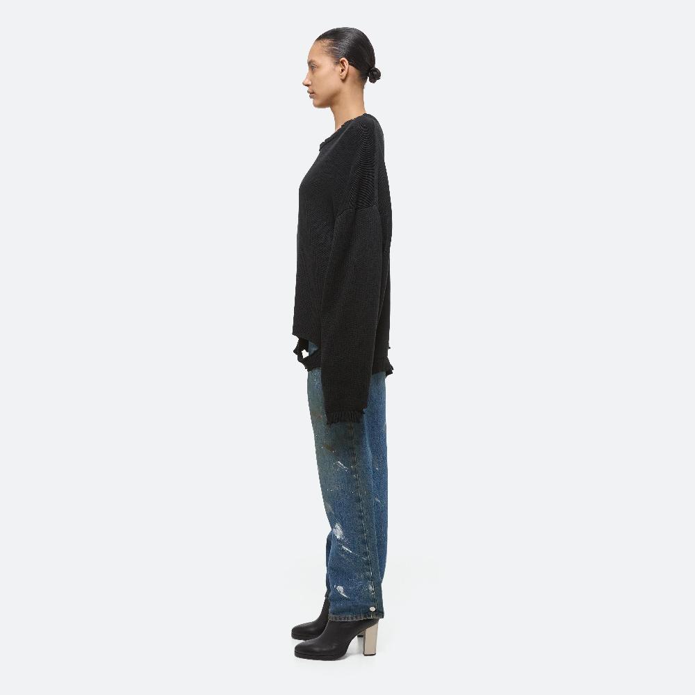 Helmut Lang Distressed Ribbed Sweater Black