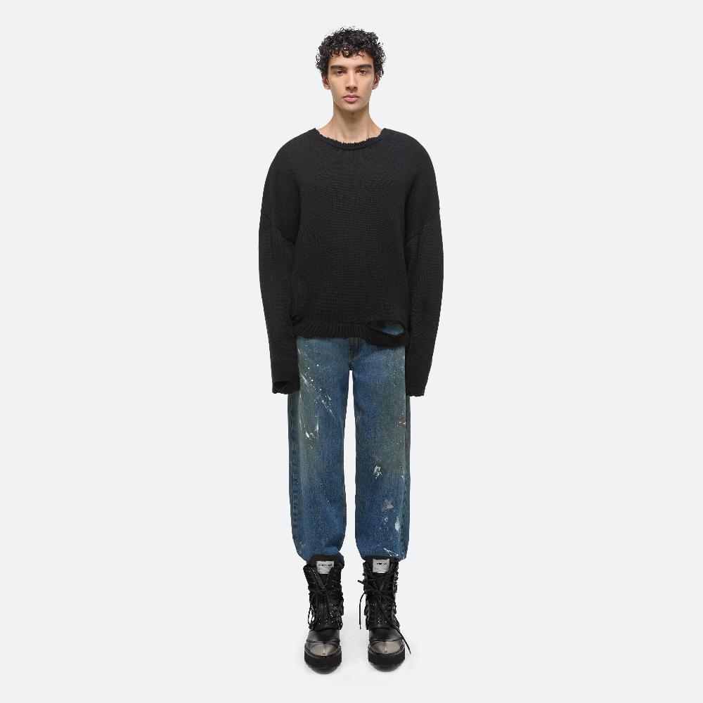 helmut lang Distressed Ribbed Sweater black