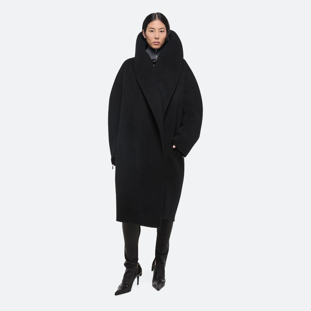 Helmut Lang Double-Faced Apex Cocoon Coat Black