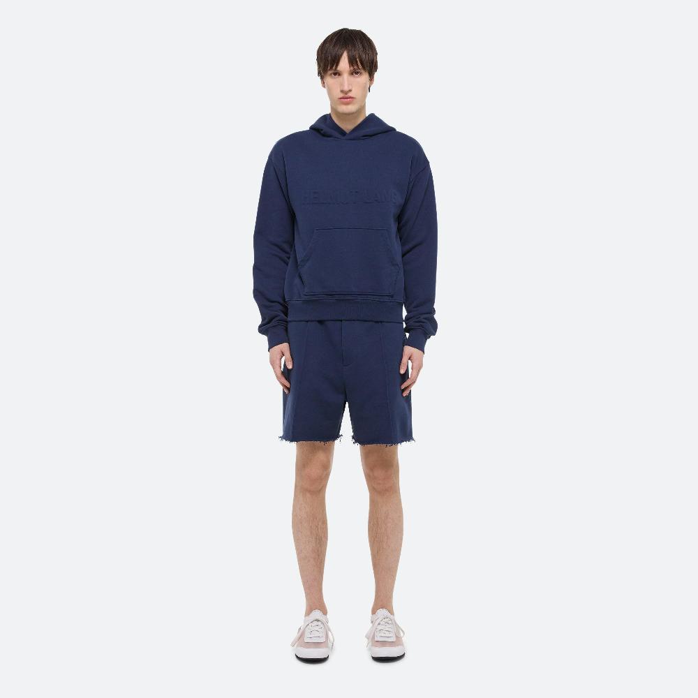 Helmut Lang Embossed Logo Hoodie Indigo