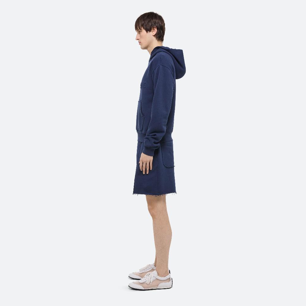 Helmut Lang Embossed Logo Hoodie Indigo