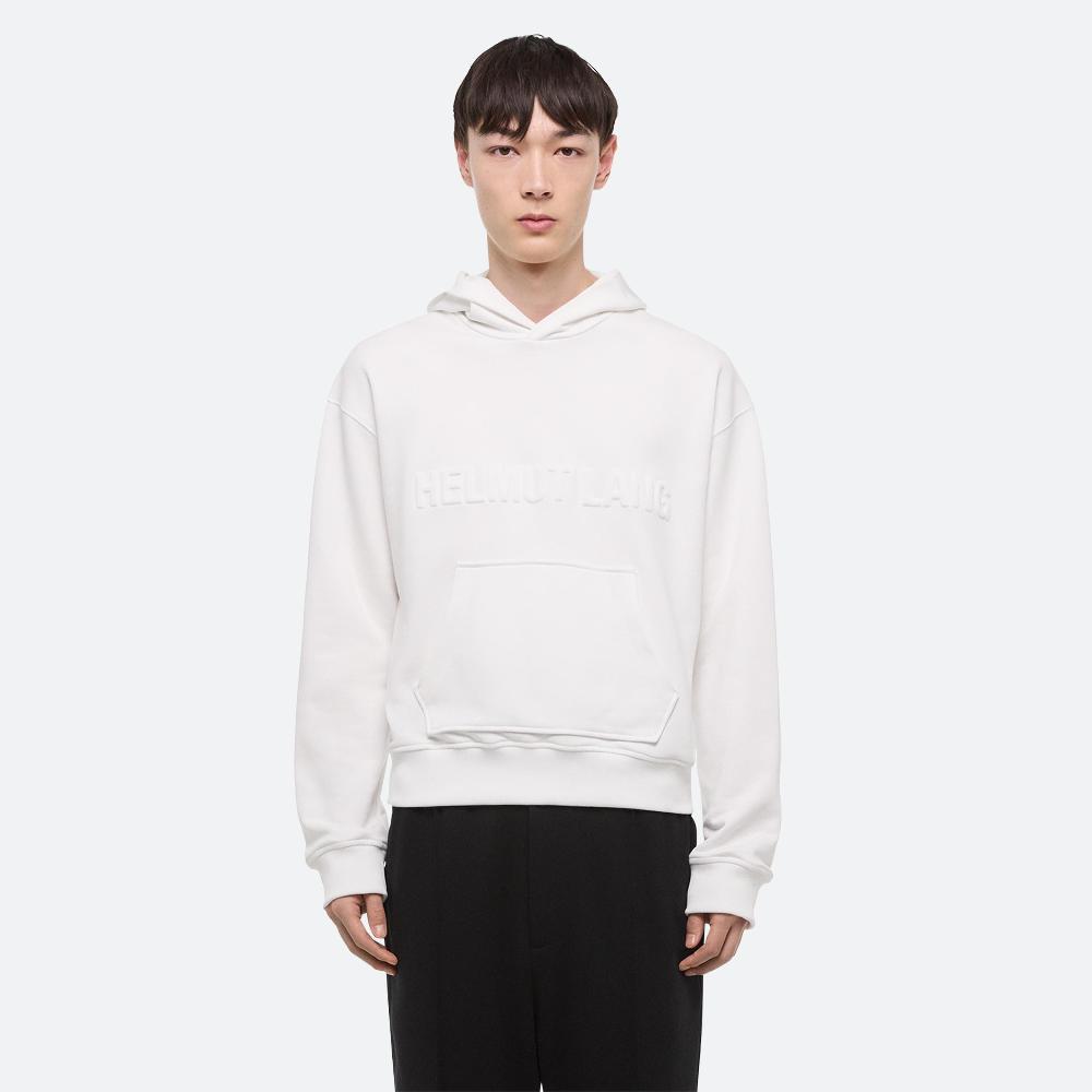 Helmut Lang Embossed Logo Hoodie White