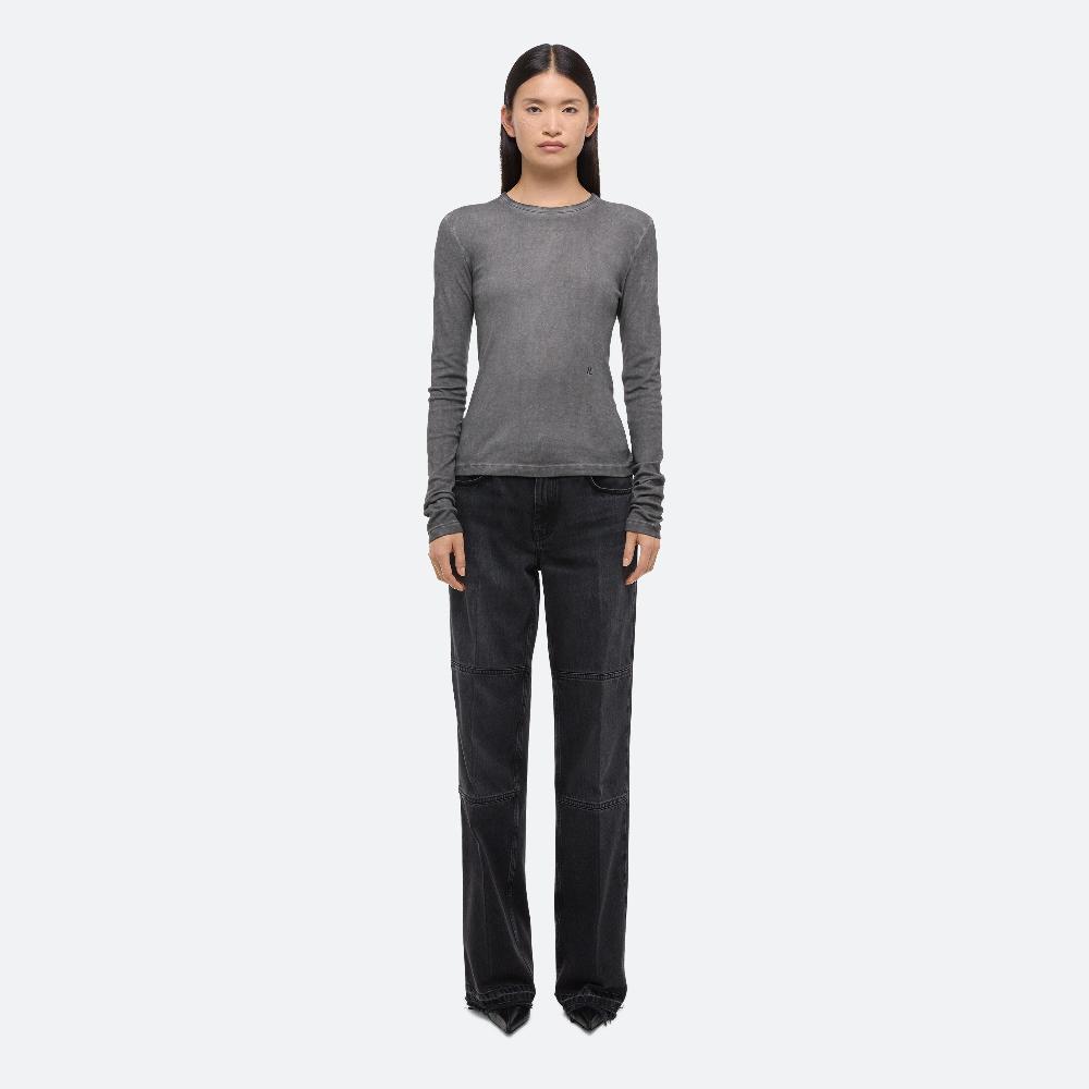 Helmut Lang Garment-Dyed Long-Sleeved Tee Gunmetal