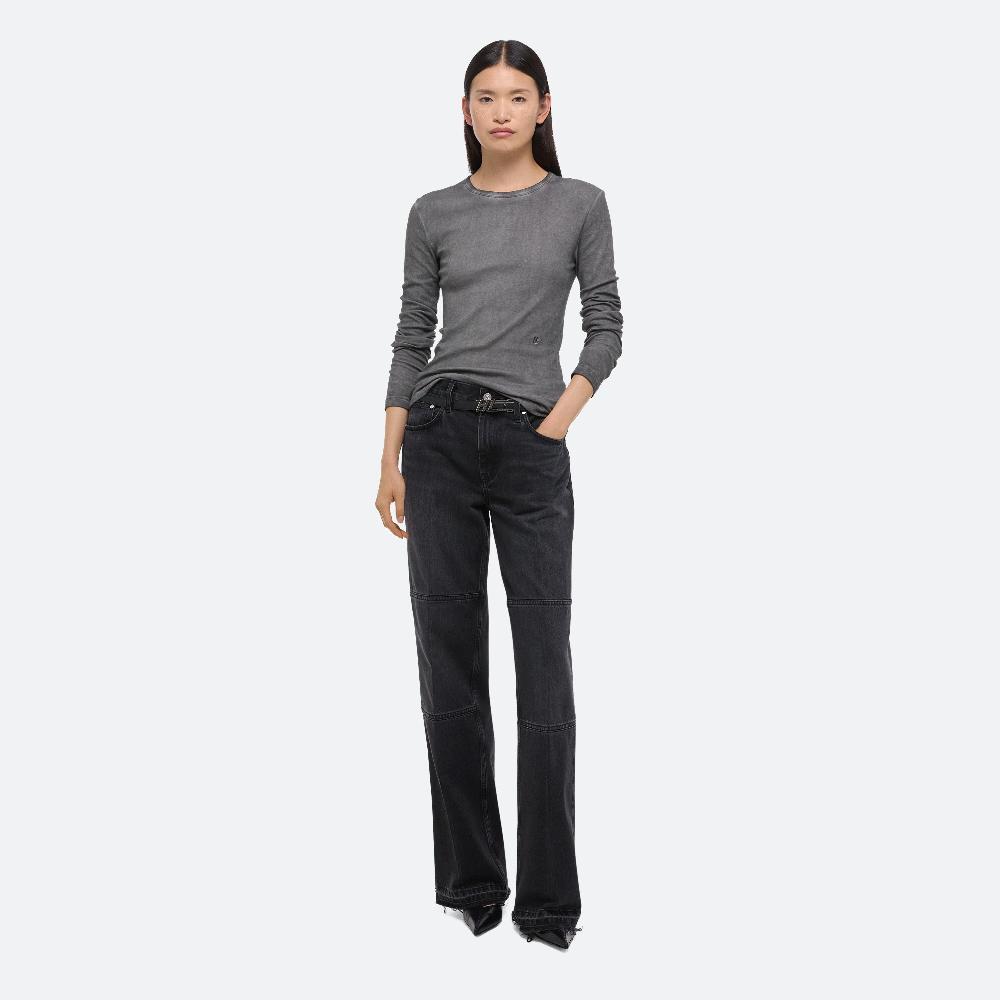 helmut lang Garment-Dyed Long-Sleeved Tee gunmetal