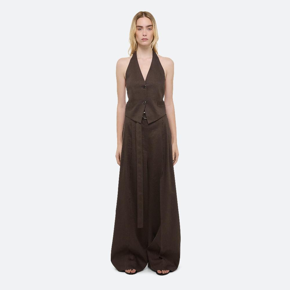 helmut lang Linen Halter Vest espresso