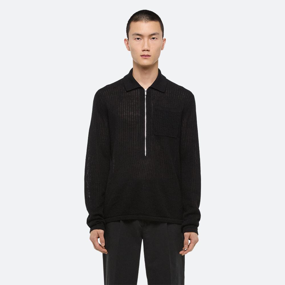 Helmut Lang Long Sleeve Zip Polo Black