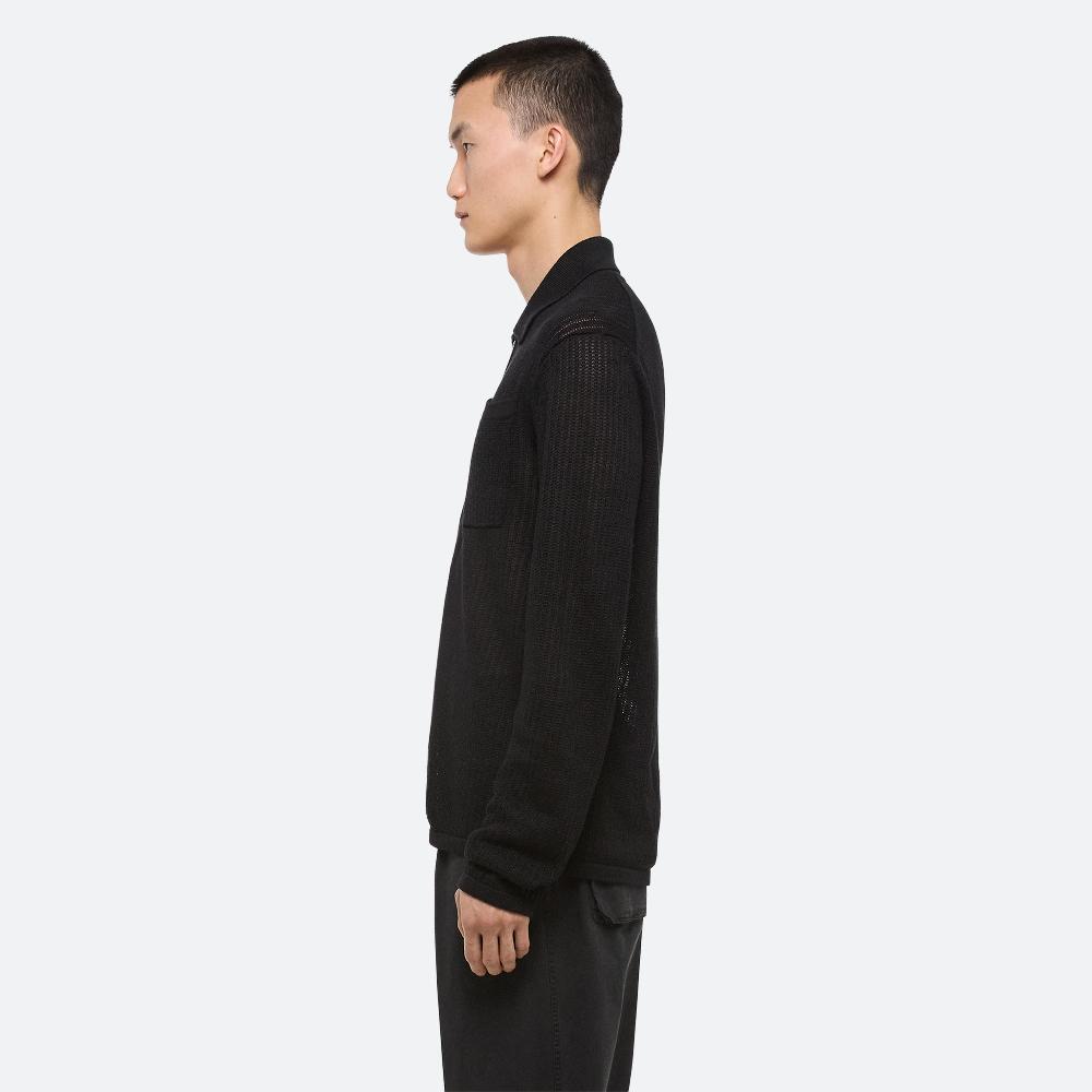 Helmut Lang Long Sleeve Zip Polo Black