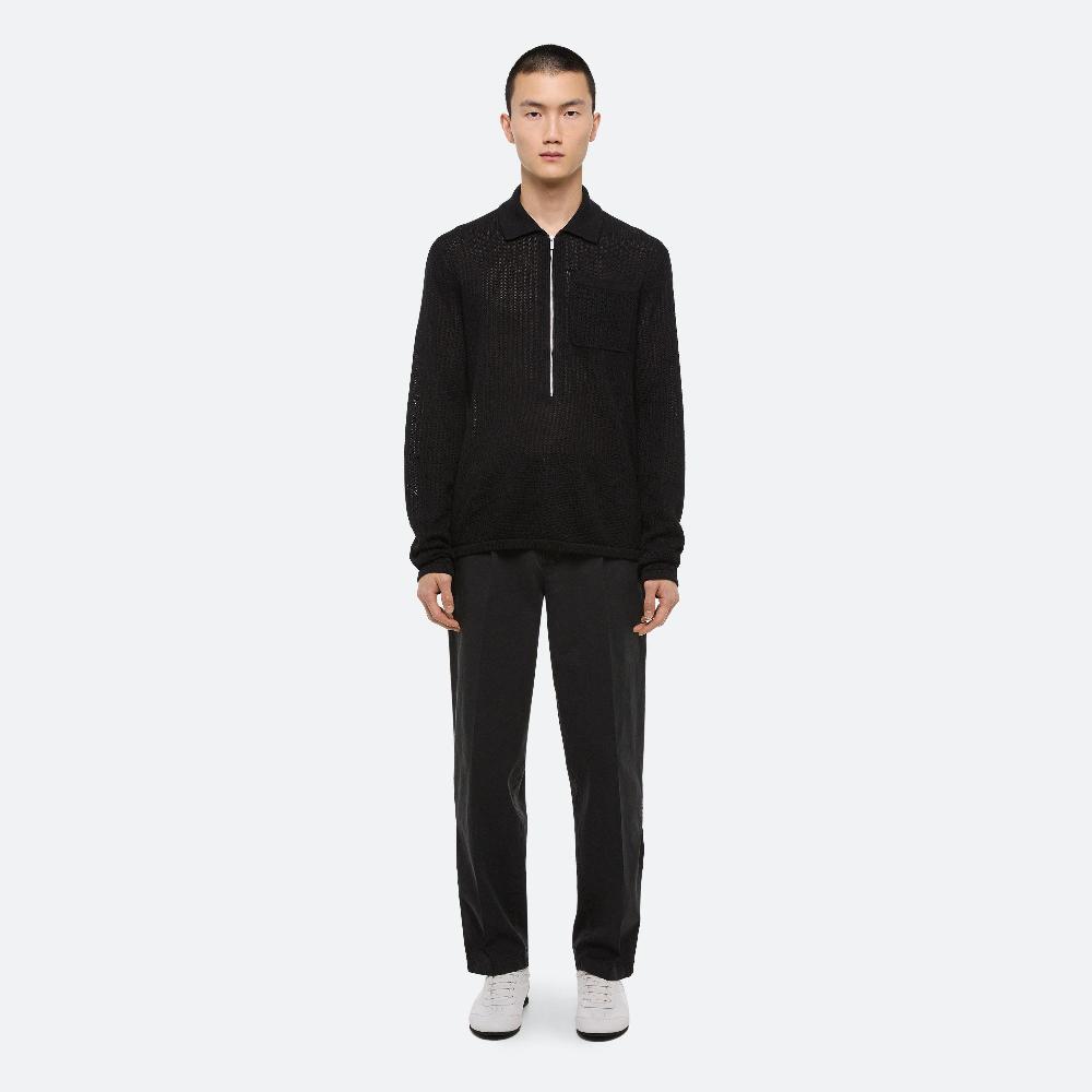 helmut lang Long Sleeve Zip Polo black