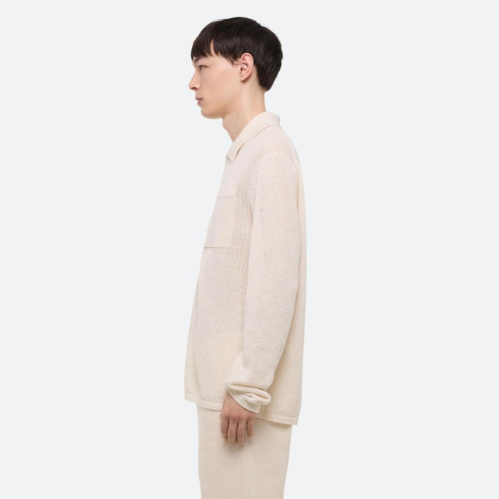 Helmut Lang Long Sleeve Zip Polo Ivory