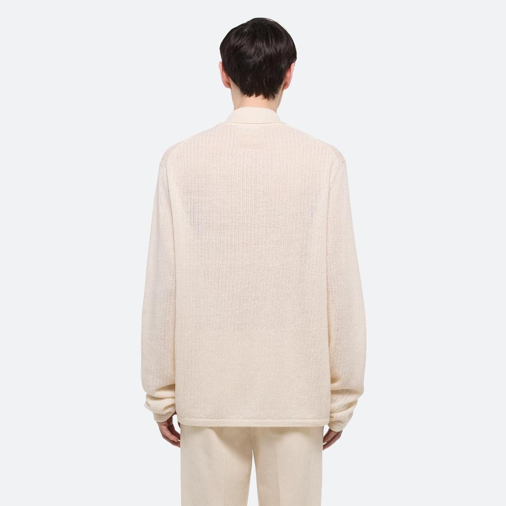 Helmut Lang Long Sleeve Zip Polo Ivory