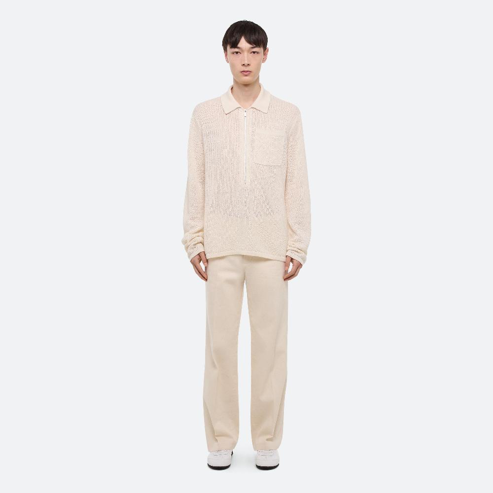 helmut lang Long Sleeve Zip Polo ivory