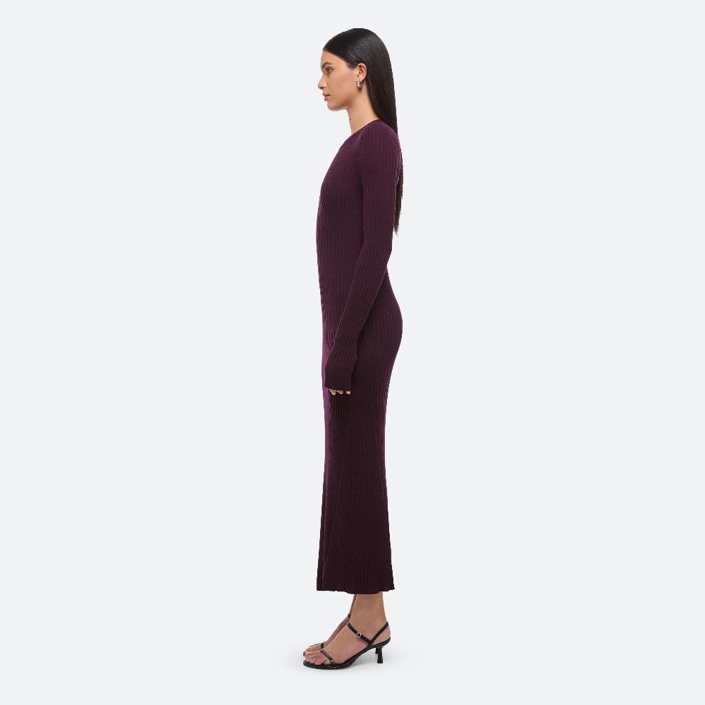 Helmut Lang Open-back Ribbed Dress Eggplant