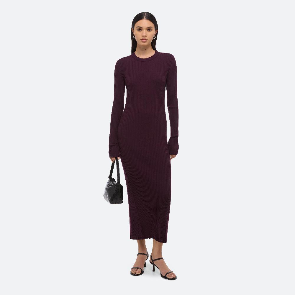 helmut lang Open-back Ribbed Dress eggplant