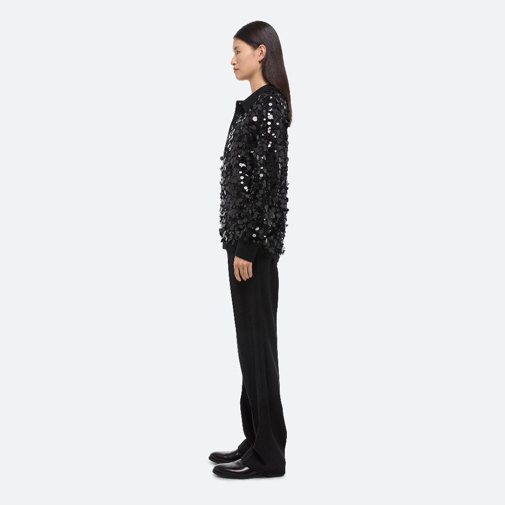 Helmut Lang Paillette Polo Sweater Black
