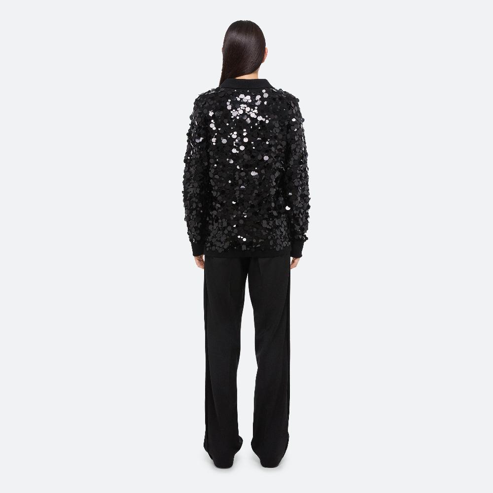 Helmut Lang Paillette Polo Sweater Black