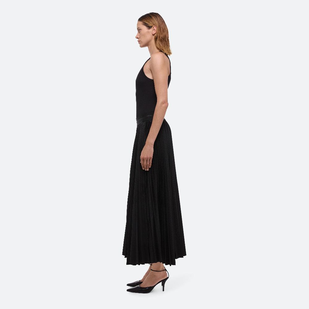 Helmut Lang Pleated Jacquard Skirt Black/black