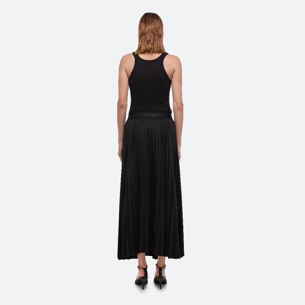 Helmut Lang Pleated Jacquard Skirt Black/black