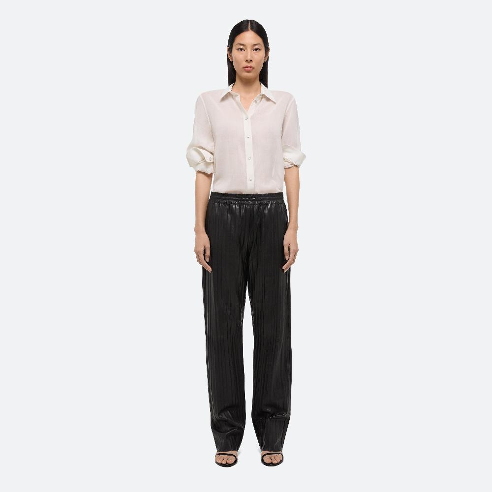 Helmut Lang Pleated Leather Car Trouser Black