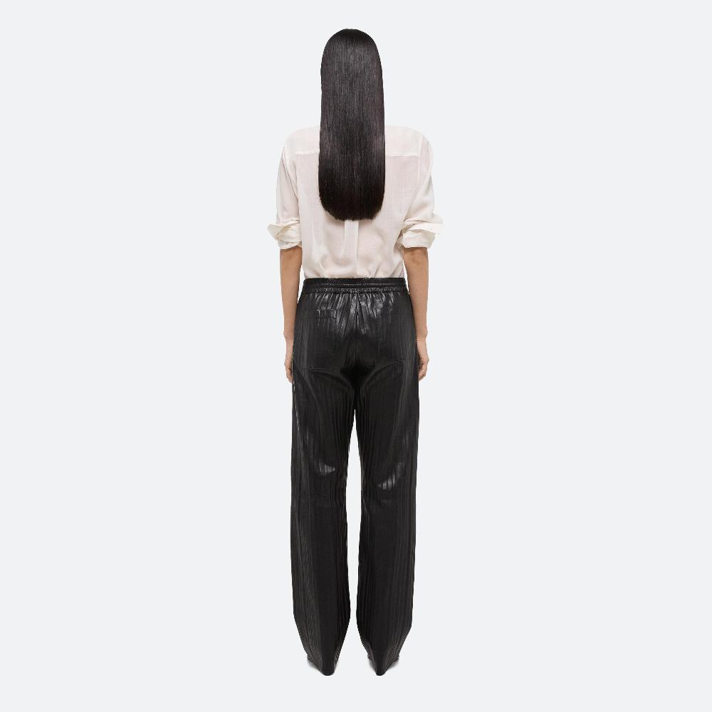 Helmut Lang Pleated Leather Car Trouser Black