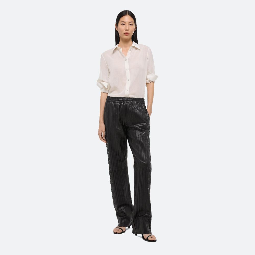 helmut lang Pleated Leather Car Trouser black