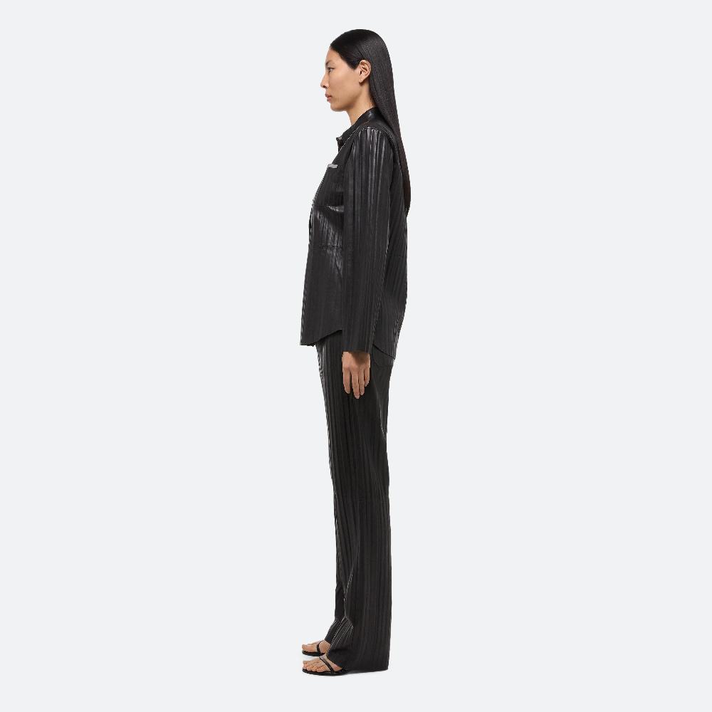 Helmut Lang Pleated Leather Classic Shirt Black