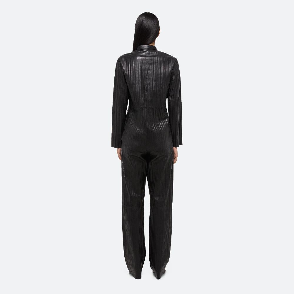 Helmut Lang Pleated Leather Classic Shirt Black