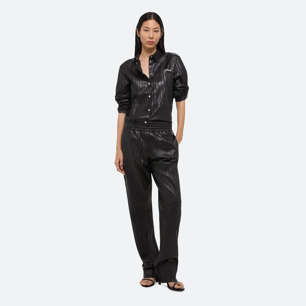 helmut lang Pleated Leather Classic Shirt black