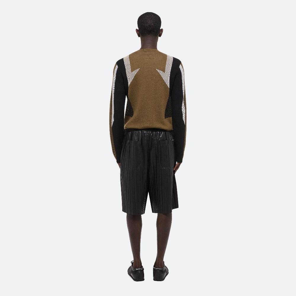 Helmut Lang Pleated Leather Shorts Black