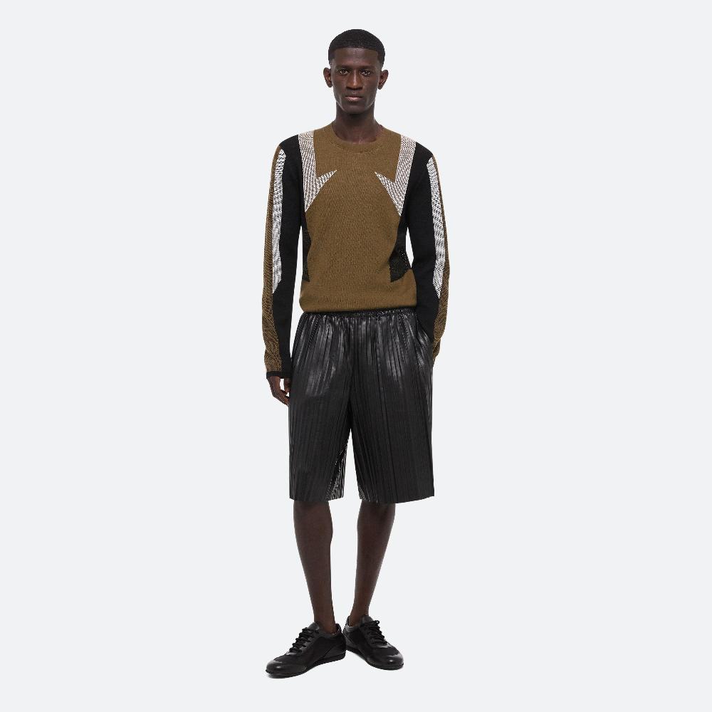 helmut lang Pleated Leather Shorts black
