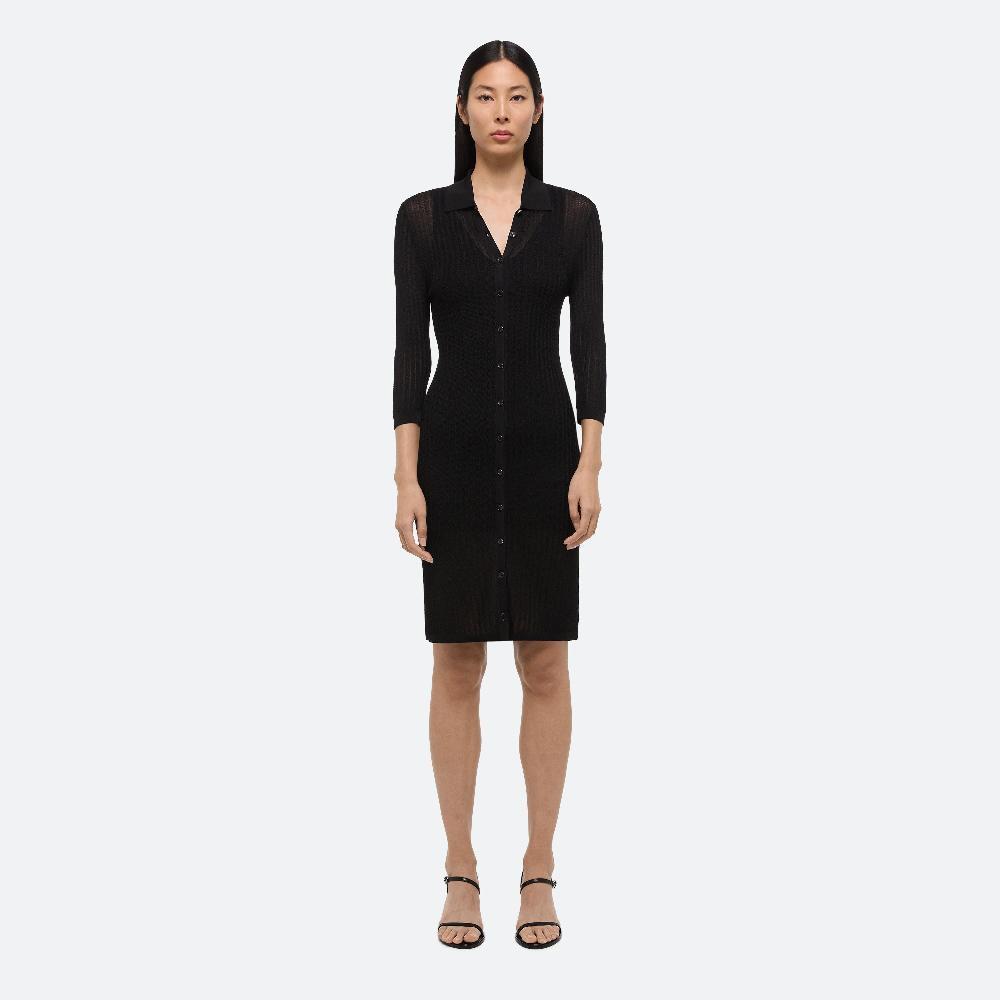 Helmut Lang Pointelle Polo Dress Black