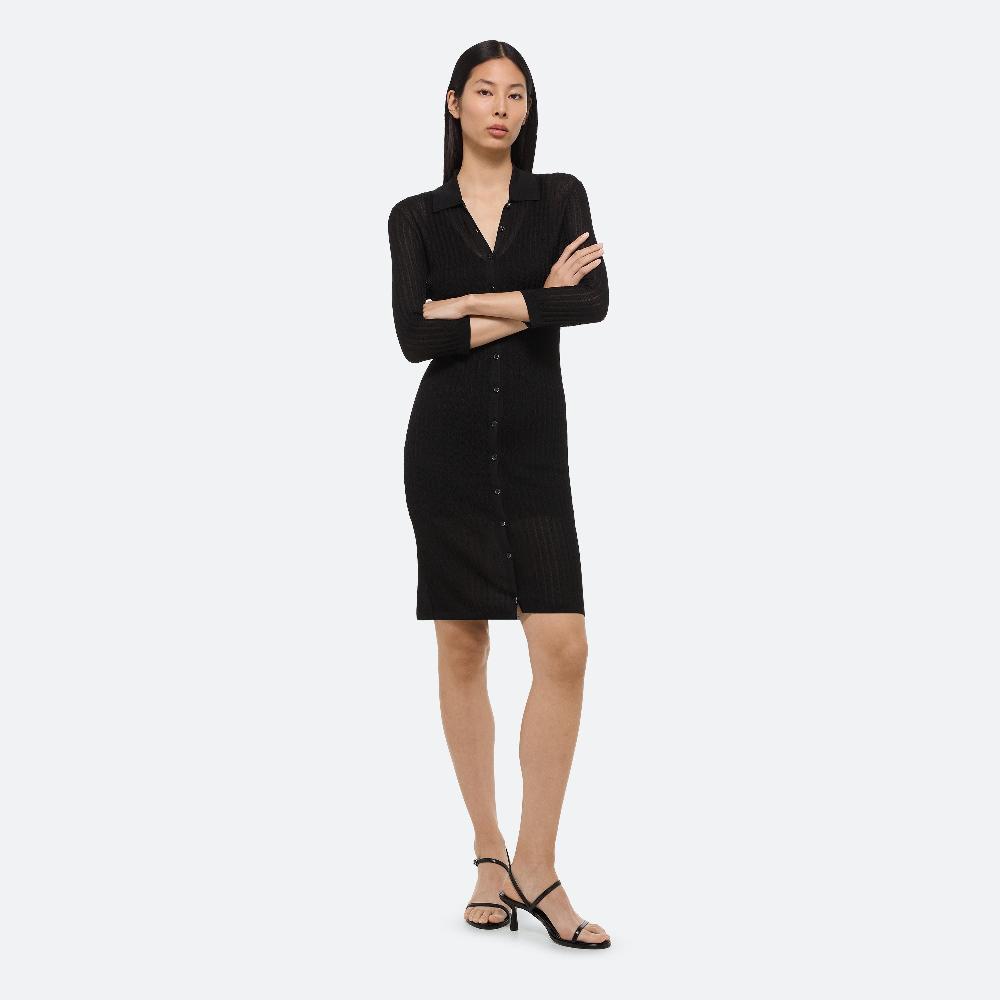 helmut lang Pointelle Polo Dress black