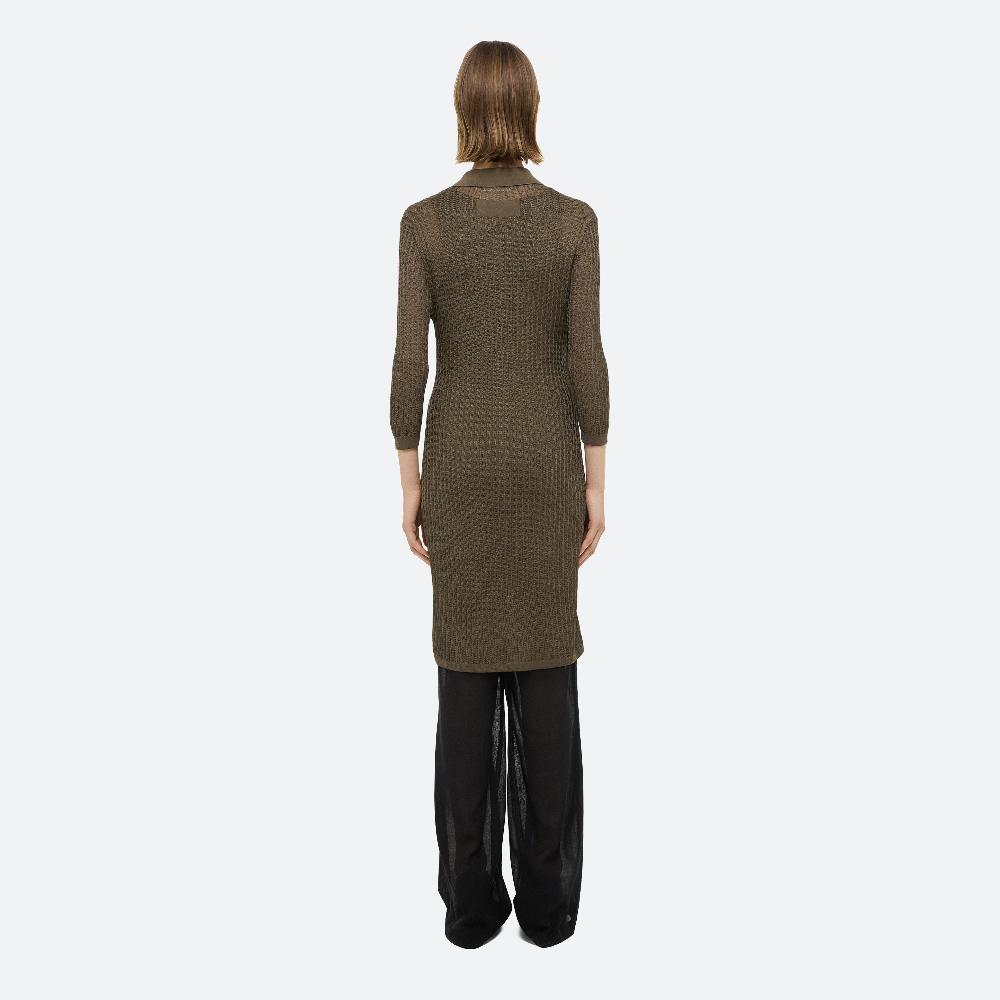 Helmut Lang Pointelle Polo Dress Cognac