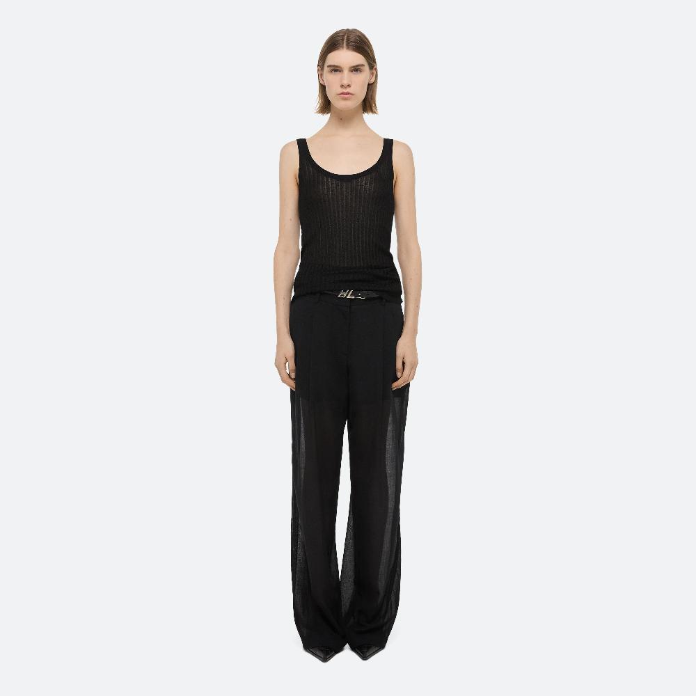 Helmut Lang Pointelle Rib Tank Black