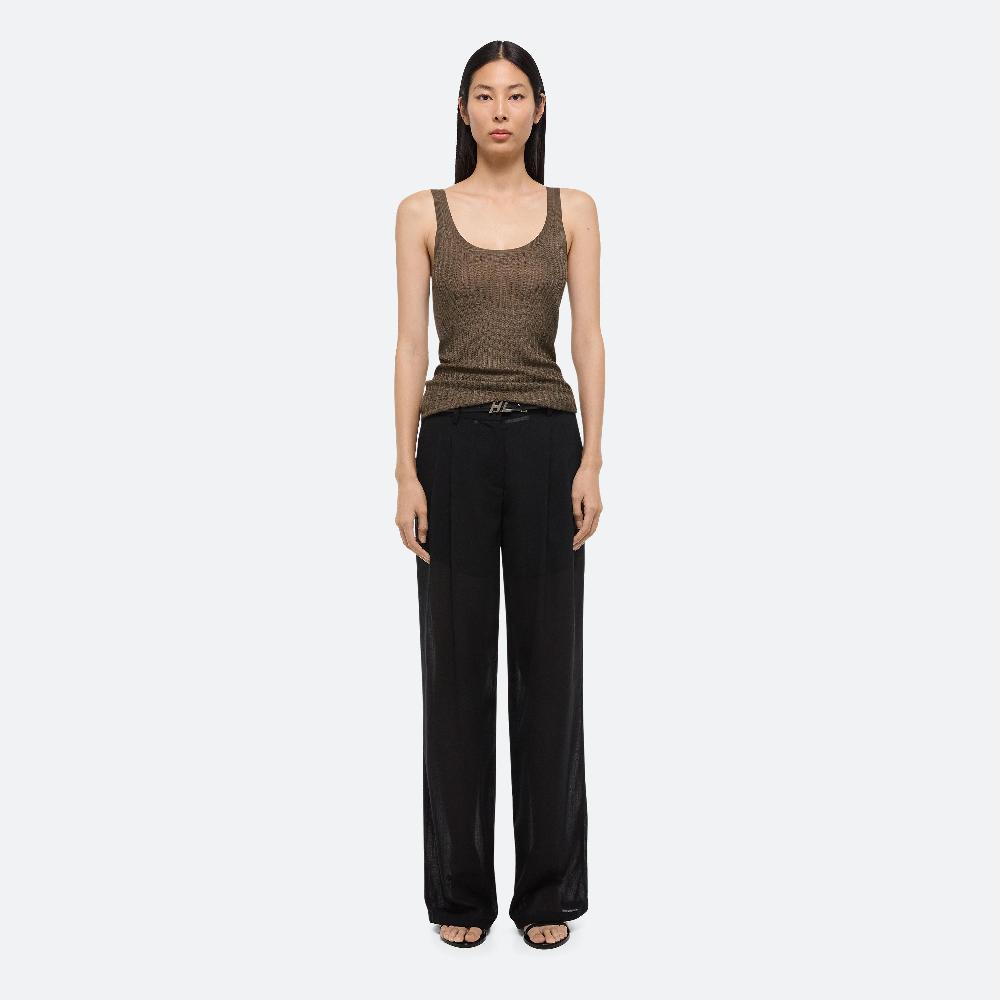 Helmut Lang Pointelle Rib Tank Cognac