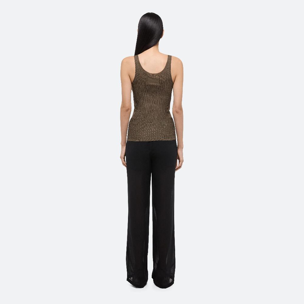 Helmut Lang Pointelle Rib Tank Cognac