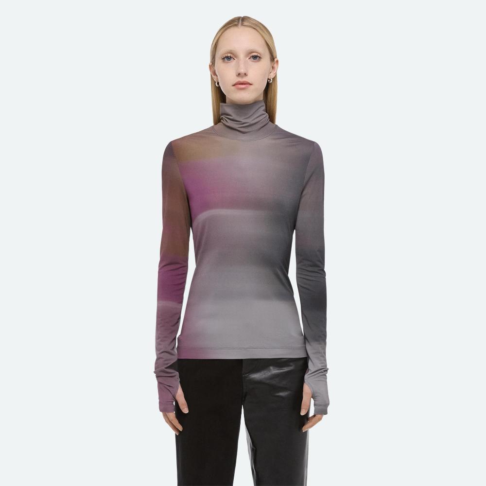 Helmut Lang Printed Turtleneck Purple Multi