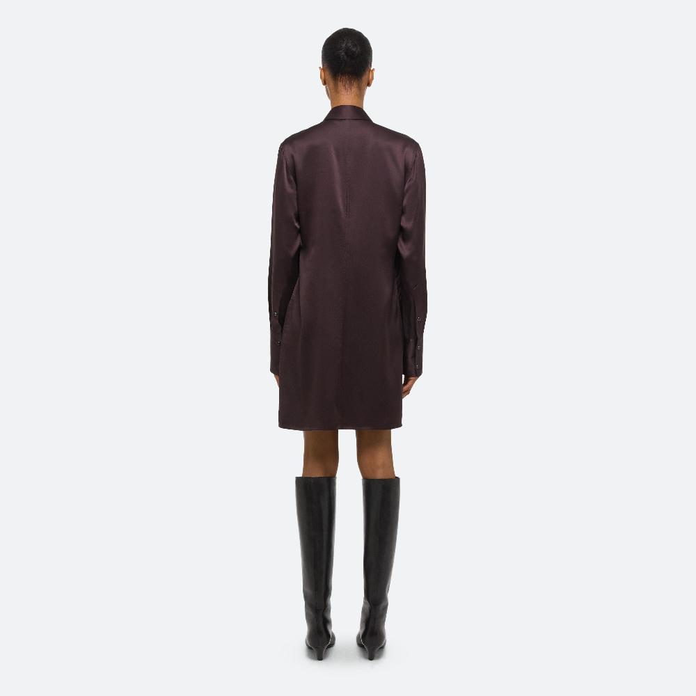 Helmut Lang Relaxed Wrap Shirt Dress Dark Plum