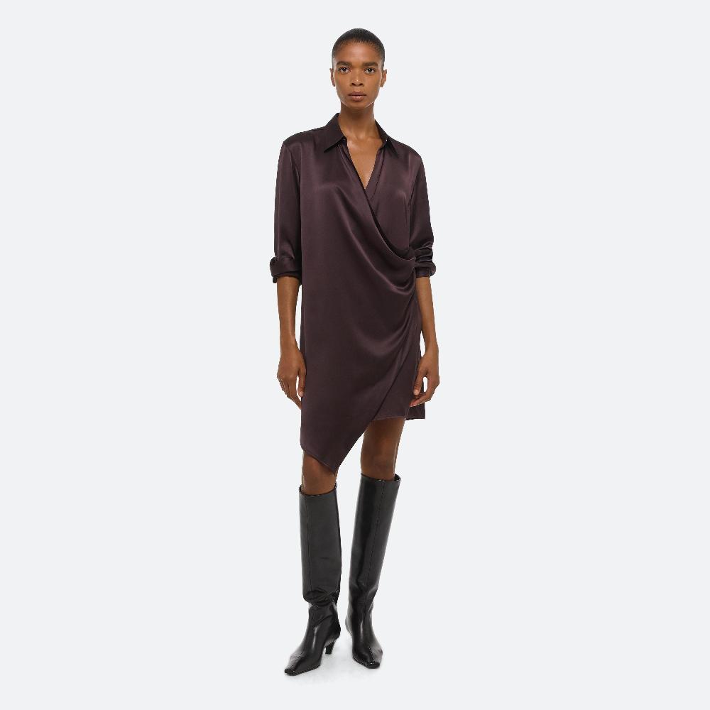 helmut lang Relaxed Wrap Shirt Dress dark plum