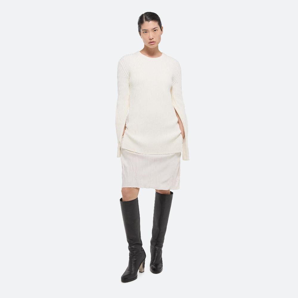 Helmut Lang Ribbed Long-Sleeve Top Ivory