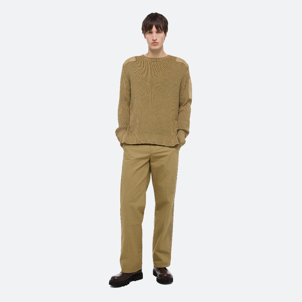 helmut lang Ribbed Military Sweater warm khaki