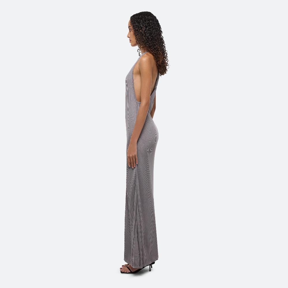 Helmut Lang Ribbed Twist Dress Grey Lavender
