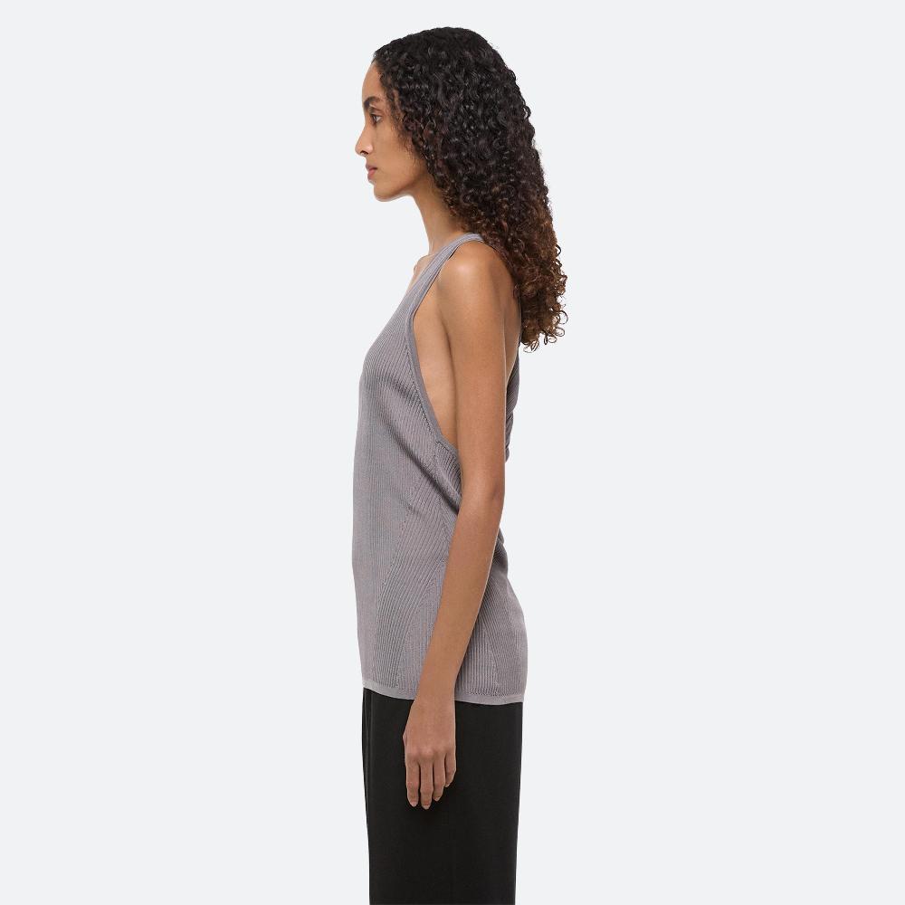 Helmut Lang Ribbed Twist Tank Grey Lavender