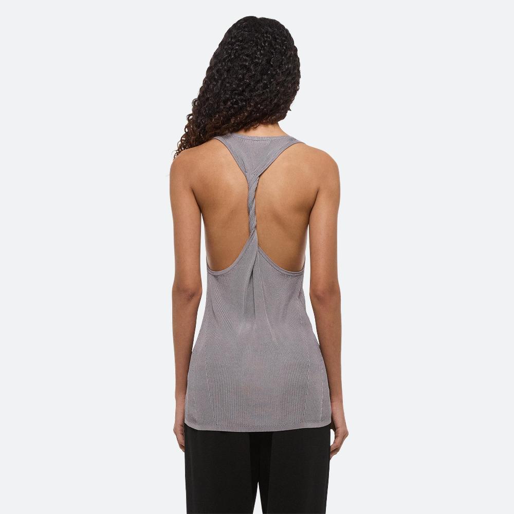 Helmut Lang Ribbed Twist Tank Grey Lavender