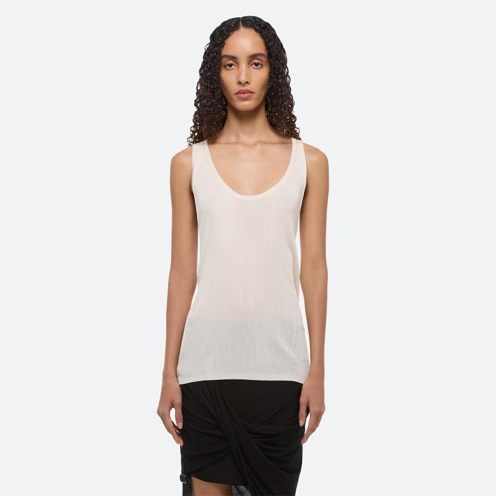 Helmut Lang Ribbed Twist Tank White