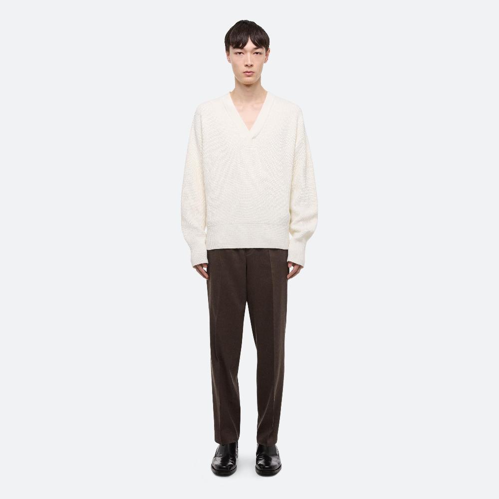 helmut lang Ribbed V-Neck Sweater white