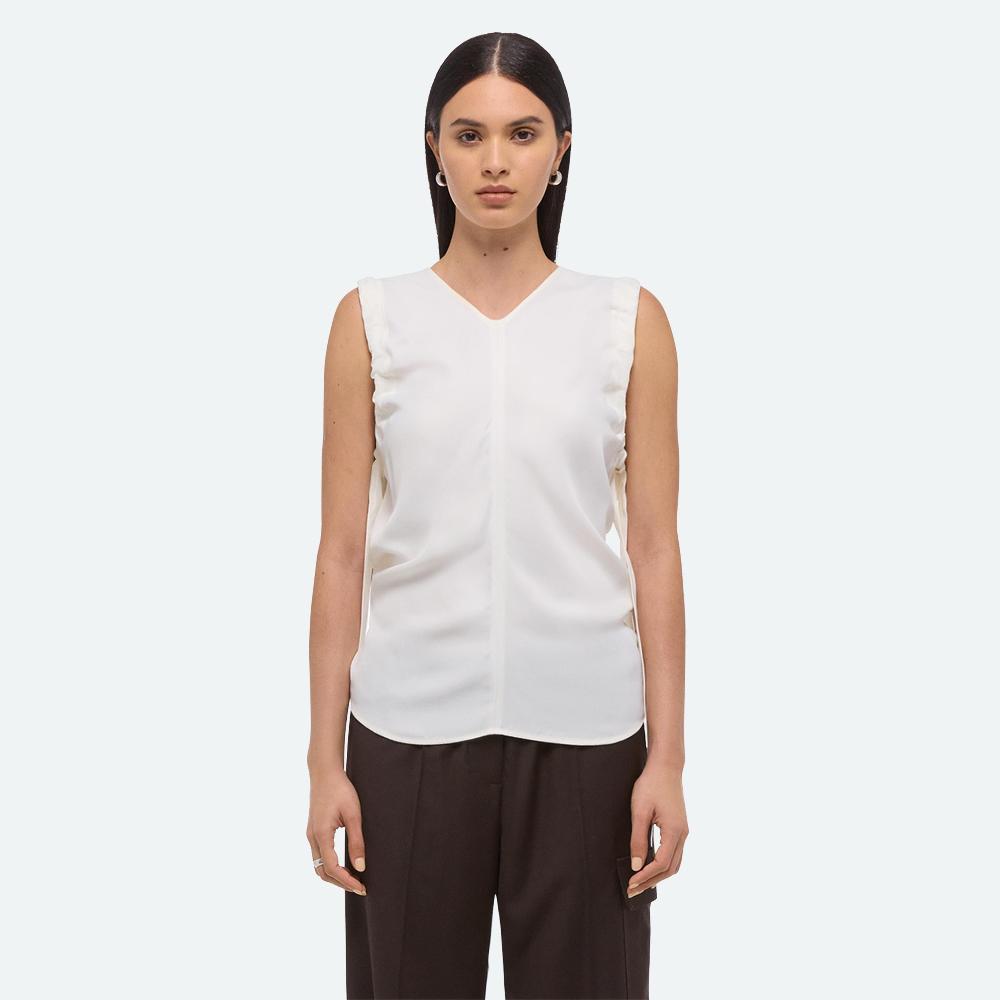 Helmut Lang Ruched Armhole Top Ivory