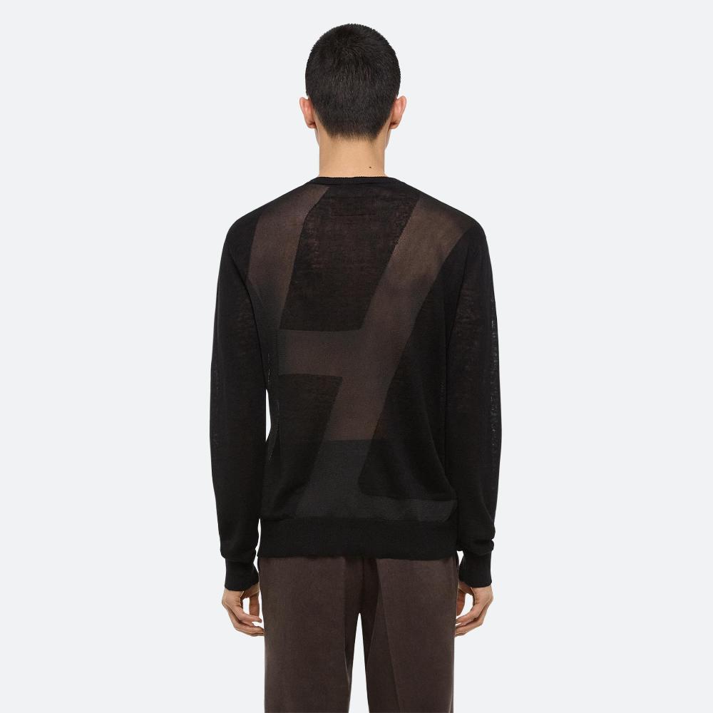 Helmut Lang Sheer Logo Sweater Black