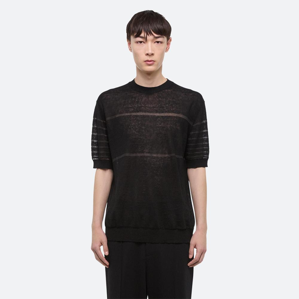 Helmut Lang Sheer Stripe Tee Black
