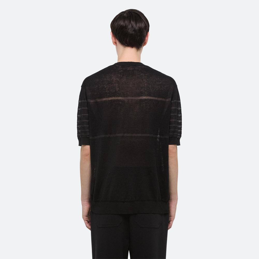 Helmut Lang Sheer Stripe Tee Black