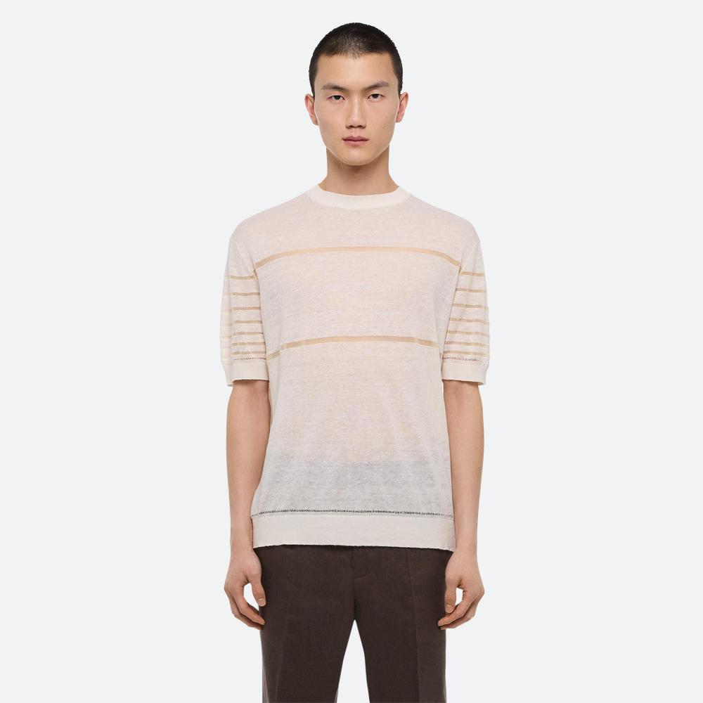 Helmut Lang Sheer Stripe Tee Ivory